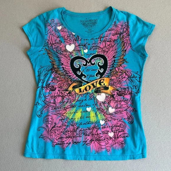 Rocker Girl All‎ Access Entertainment T-Shirt Girls XXL Blue Graphic T 90s Retro - Picture 1 of 5